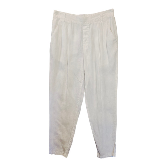 Garnet Hill Womens 100% Linen Pants White Size 4 Pull-on Resort Vacation Beach - Picture 1 of 11